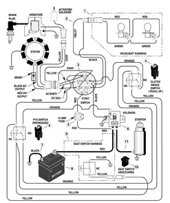 Electrical System Diagram and Parts List for 405007X18A 2003 Briggs and Stratton Lawn Tractor
